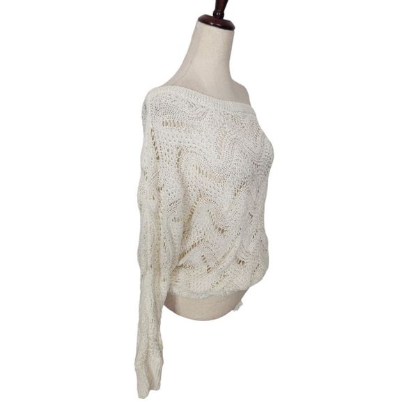 Lilly Pulitzer White Open Knit Ofd Shoulder Sweater Medium Large - Picture 5 of 11